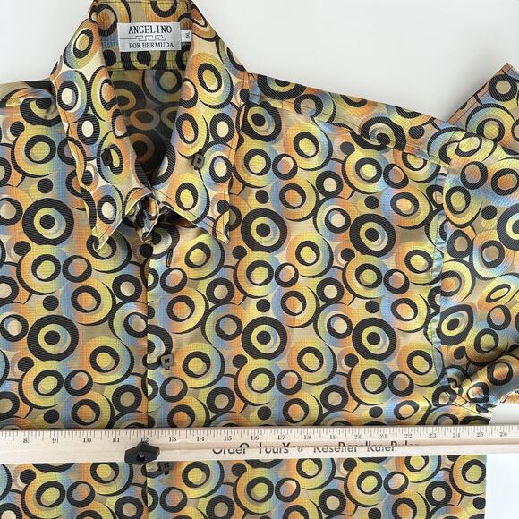 Angelino Bermuda Shirt Mens 3XL Psychedelic Abstract Disco Funky Rave 70s Collar - Picture 10 of 11